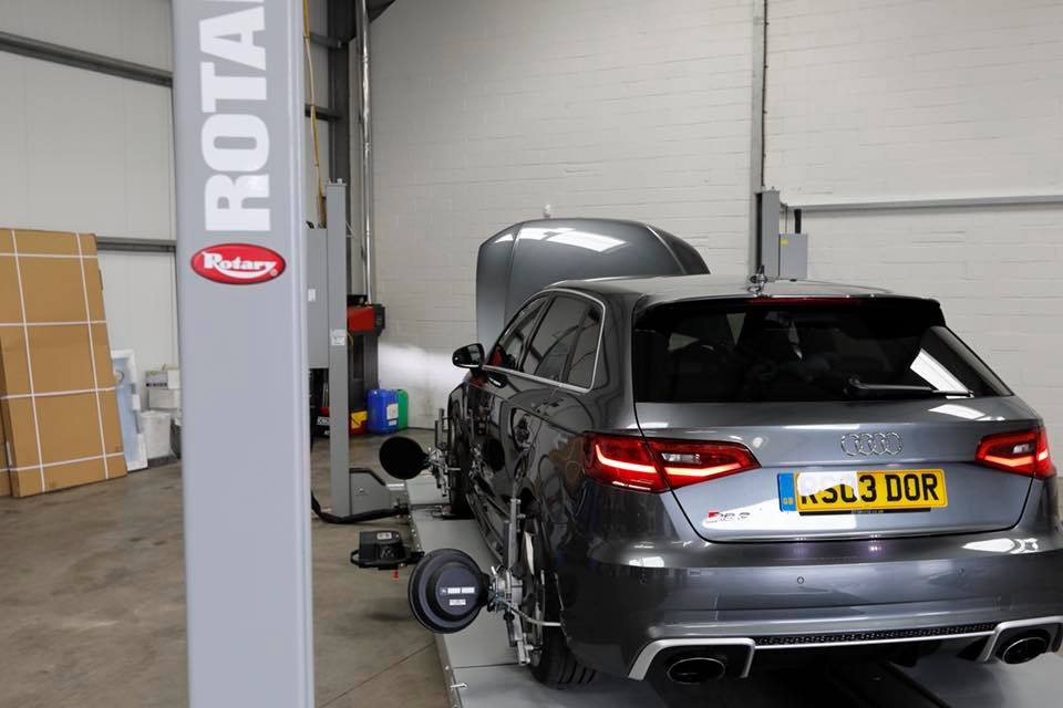 Audi on the Rotary lift in the PLA workshop